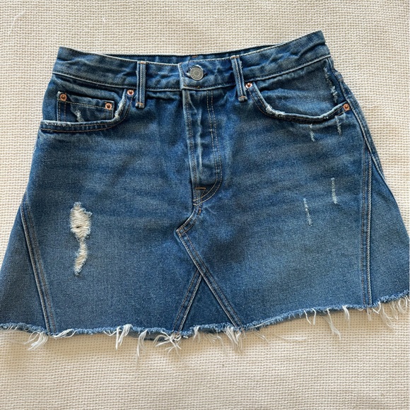 GRLFRND Dresses & Skirts - GRLFRND Distressed Blue Mini Skirt